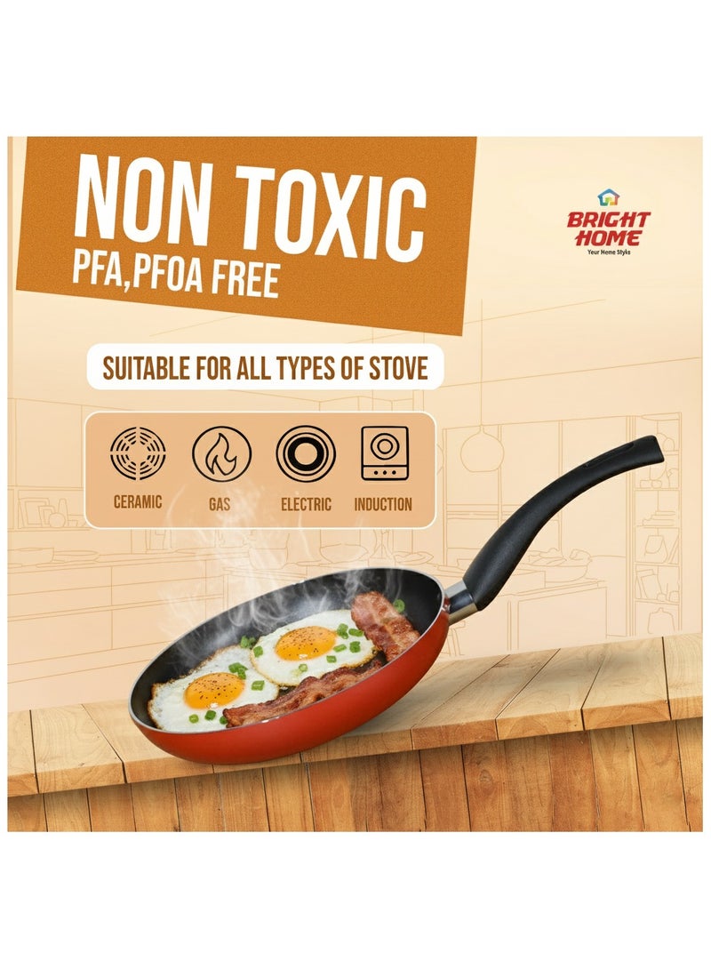 Bright Home High Quality 10 Pcs Non-Stick Cookware Set Red/Black with Compact Ovenproof Handle - Durable Non-Stick Surface, Functional Kitchen Set, Healthy Ceramic Coating, High Performing Cookware, Resistant Non - Image 3