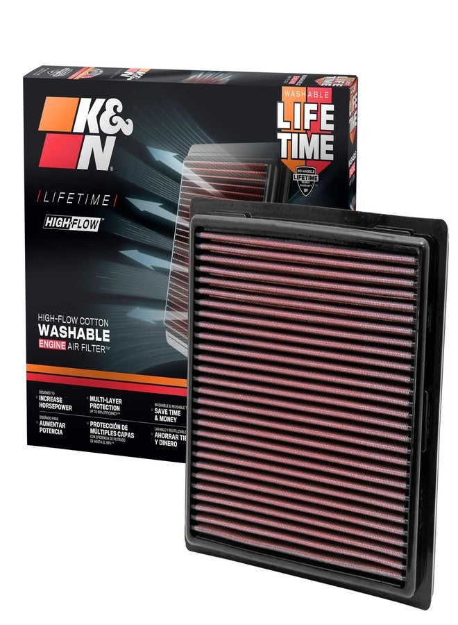 K&N High-Flow Original Lifetime Engine Air Filter: Increase Power: Premium, Washable: Compatible with 2011-2025 Toyota/Lexus/Mitsubishi/Fiat: (See Product Description for Select Models) 33-2457 - Image 1