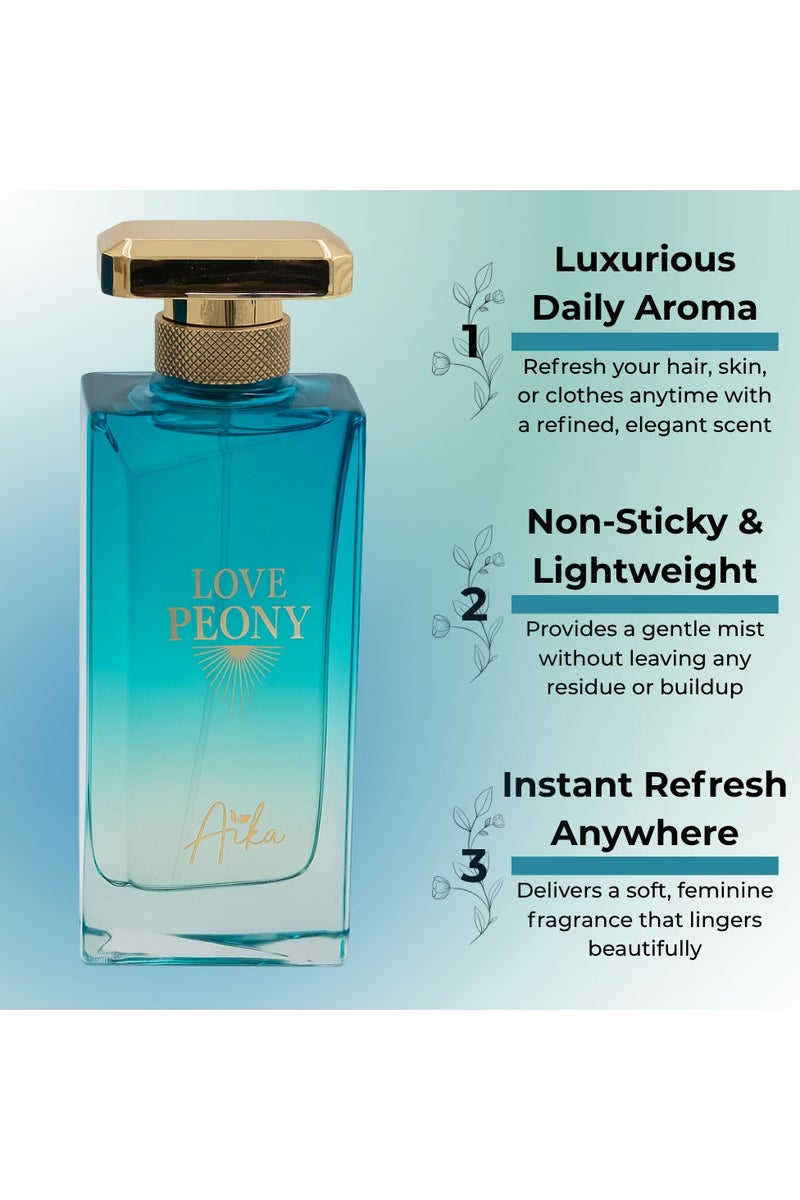 ايكا عطر أيكا لاف بيوني للنساء، 80 مل، عطر يدوم طويلاً للجسم والشعر، عطر خالٍ من الكحول للنساء بمزيج زهري فاكهي من الفاوانيا والتوت والمسك - Image 2