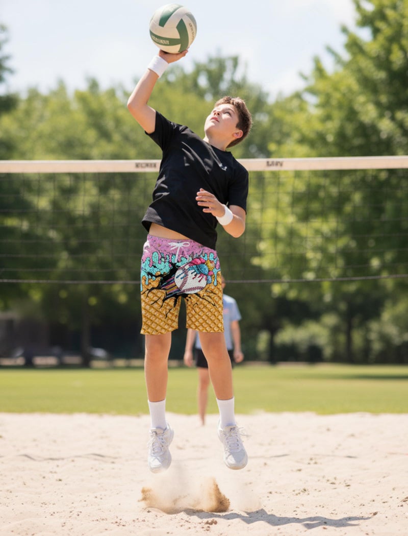 Cozople Boys Athletic Shorts Kids Funny Baseball Print Basketball Shorts Size 8 Quick Dry Sport Shorts with Pockets - Image 3