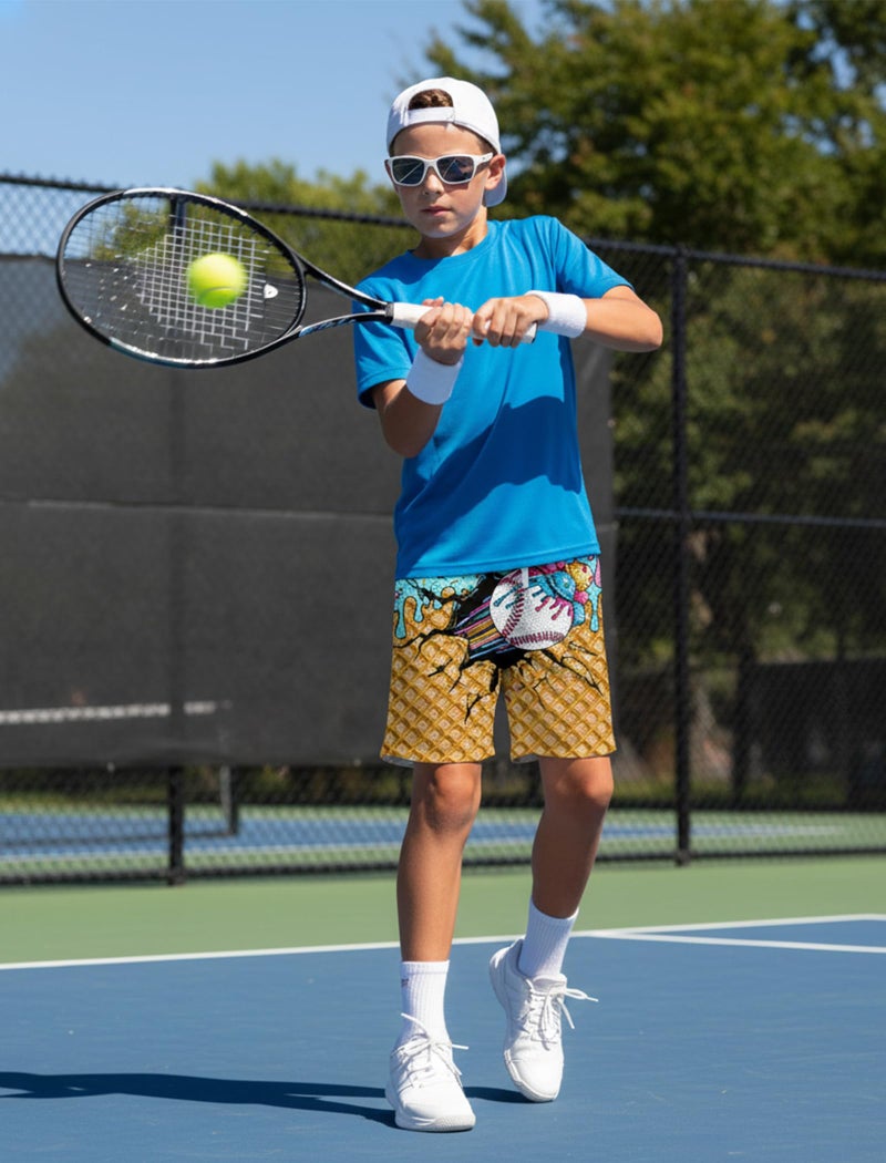 Cozople Boys Athletic Shorts Kids Funny Baseball Print Basketball Shorts Size 8 Quick Dry Sport Shorts with Pockets - Image 2