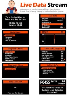 أنسيل Ancel AD310 Classic Enhanced Universal OBD II Scanner Car Engine Fault Code Reader CAN Diagnostic Scanner، أداة قراءة ومسح أكواد الأخطاء للسيارات التي تعمل ببروتوكول OBD2 موديل 1996 أو أحدث (أسود)  - Image 4