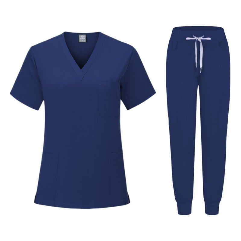 Quick-Dry Stretch Scrub Set Womens Short Sleeve Workwear 82005 black  - Image 3