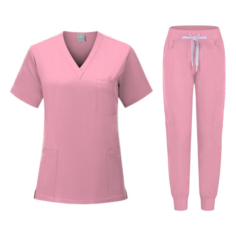Quick-Dry Stretch Scrub Set Womens Short Sleeve Workwear 82005 black  - Image 2