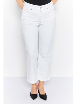 Women Regular Fit Straight Leg Ankle Denim Jeans, White