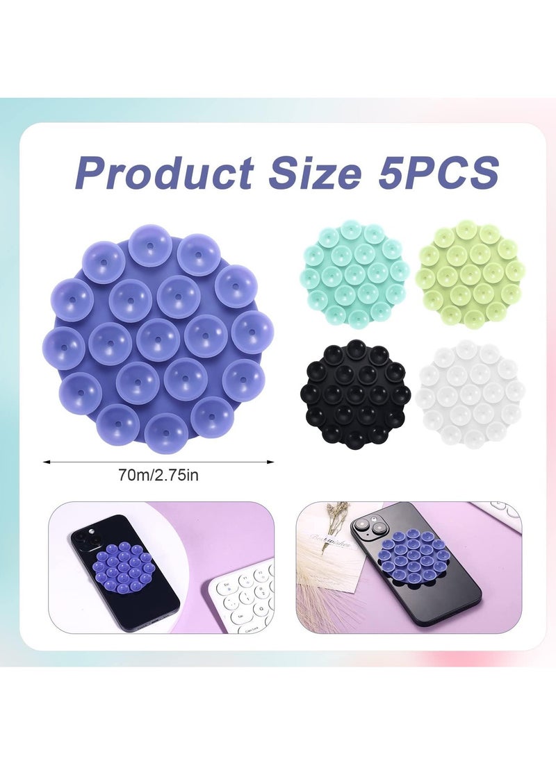 SYOSI - 5 PCS Suction Phone Case Adhesive Silicone Suction Cup Phone Holder Case for Hand Mobile Devices Mount 5 Colors - Image 1