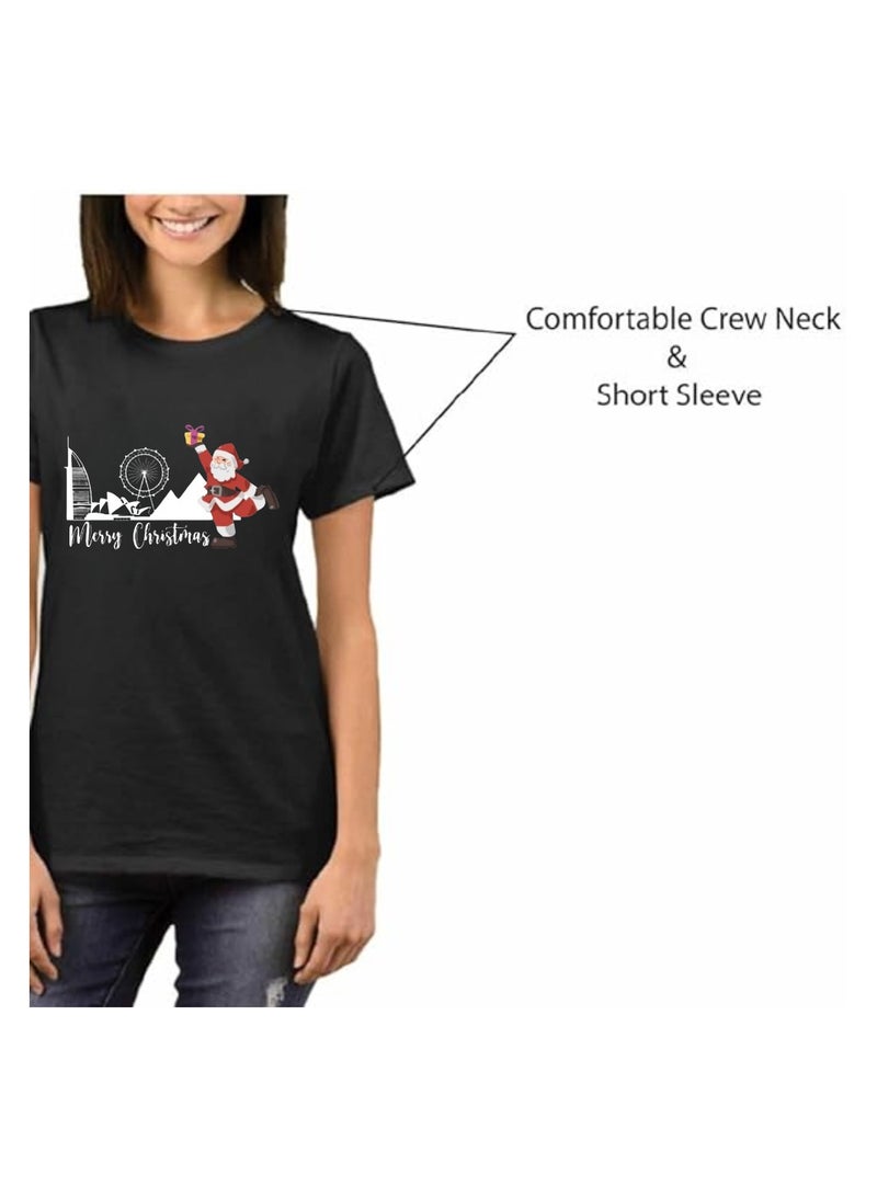 PRINTSHOP4ME Christmas Santa Tshirt For Women-Adults Celebrations Tshirt–Round Neck And Short Sleeve Cotton Tshirt,Everyday Wear - Image 5