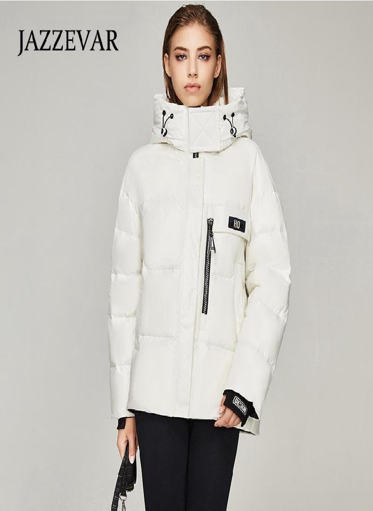 Eckek - JAZZEVAR 2021 Winter New Down Jacket Women's Hooded Leisure Fashion Medium and Long Thickened Warm Down Jacket - Image 1