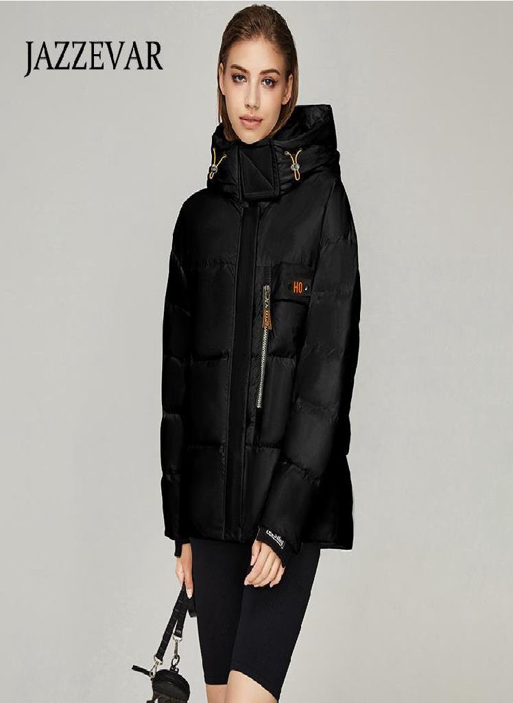 Eckek - JAZZEVAR 2021 Winter New Down Jacket Women's Hooded Leisure Fashion Medium and Long Thickened Warm Down Jacket - Image 1