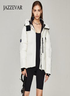 JAZZEVAR 2021 Winter New Down Jacket Women's Hooded Leisure Fashion Medium and Long Thickened Warm Down Jacket
