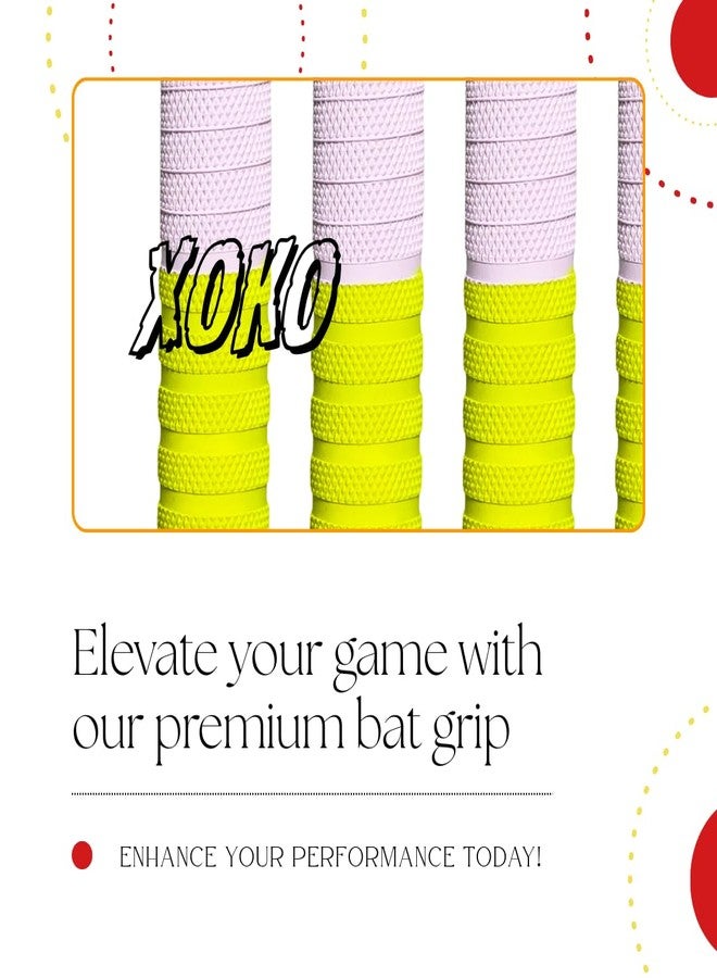 xoko Cricket Bat Grip , Neon Green and White, Textured Non-Slip Surface, Pack of 1 - Image 4