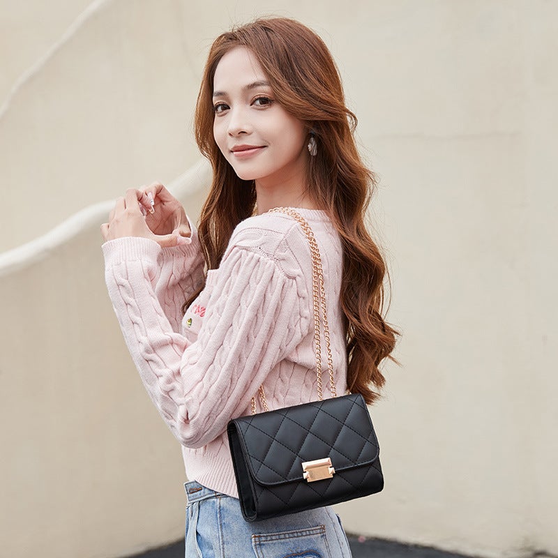 Fashion Embroidered Rhombus Cross-Body Square Bag Niche Texture Large Capacity All-Match Women'S Bag - Image 4