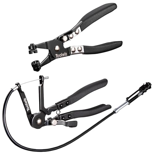 Toolwiz Hose Clamp Pliers and 27 Flexible Hose Clamp Plier 2 Pcs Hose Clamp Pliers Set with Locking Device Hose Clamp Tool Spring Clamp Pliers for RingType or FlatBand Hose Clamp - Image 1