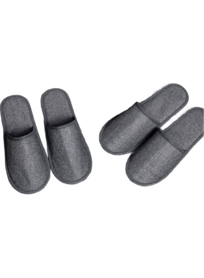 JAJALIN 10-Pack Disposable Slippers For Men And Women, Non-Slip Thick Cotton Slippers For Travel, Business Trips, Home, And Hotel Use, Gray - Image 1