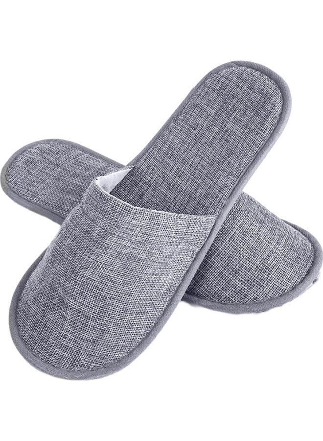 JAJALIN 10-Pack Disposable Slippers For Men And Women, Non-Slip Thick Cotton Slippers For Travel, Business Trips, Home, And Hotel Use, Gray - Image 2