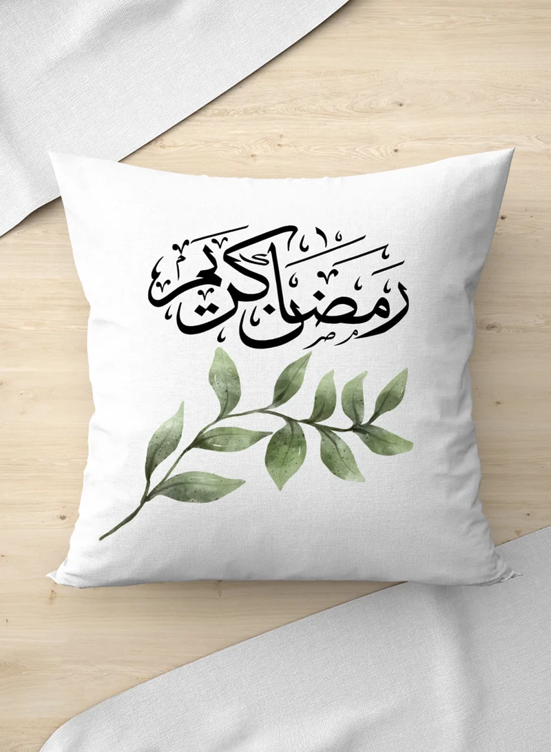 لوحة غطاء وسادة من البوليستر بتصميم رمضان كريم مع أوراق نباتية