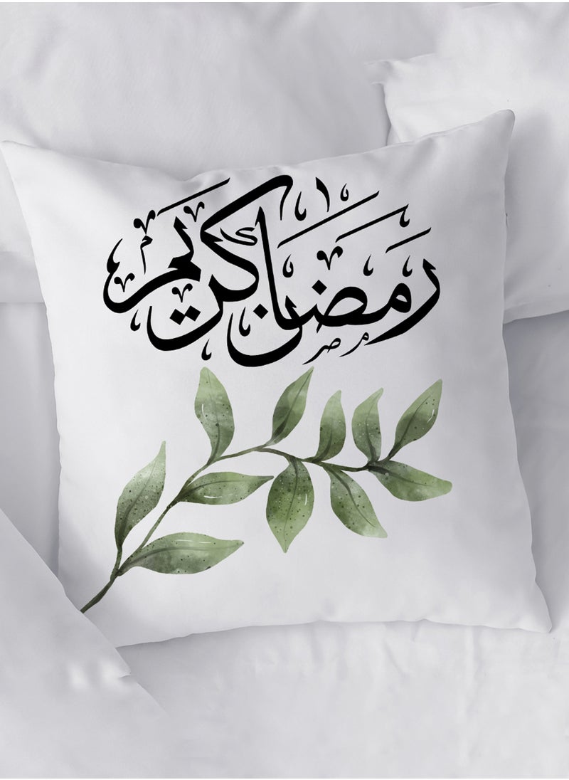 LOWHA - Polyester Pillowcase Cushion Cover with Ramadan Kareem with Plant Leaves Design - Image 1