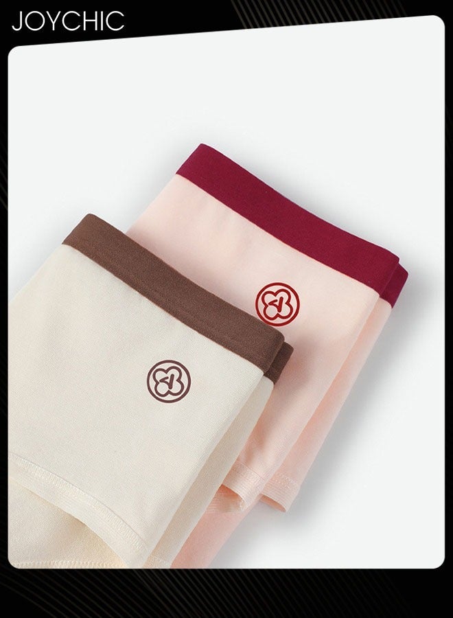 Joychic مجموعة من 4 قطع من الملابس الداخلية النسائية ذات النمط الموحد مقاس كبير من القطن الخالص لفصل الصيف والخريف، تغطية كاملة، قابلة للتنفس، بدون أثر، خصر متوسط، ملابس داخلية نسائية للسهرات - Image 4