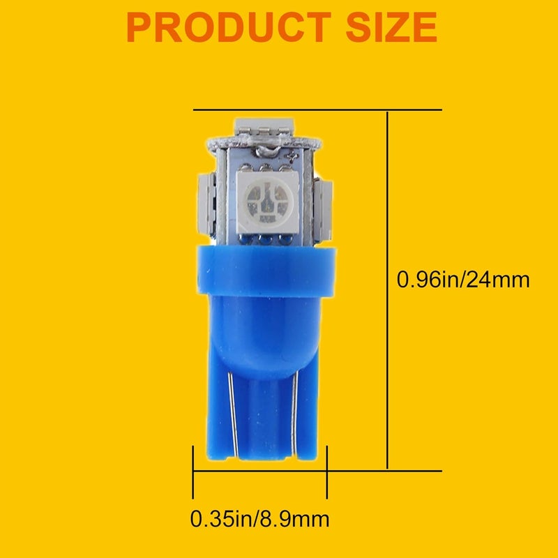 GLOFE T10 194 168 Ultra Blue LED Light Bulbs - 10Pcs Set for Dashboard and Instrument Cluster - Image 4