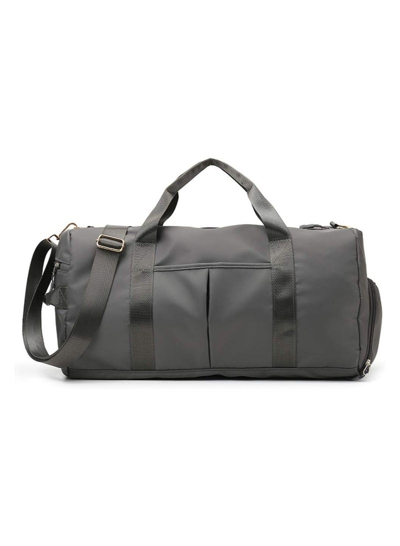 Unisex Gym Bag with Shoes Compartment & Waterproof Pocket for Wet Towels (Grey) - Image 1