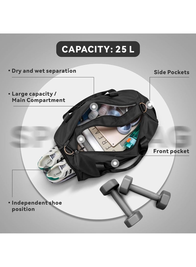 Unisex Gym Bag with Shoes Compartment & Waterproof Pocket for Wet Towels (Grey) - Image 4