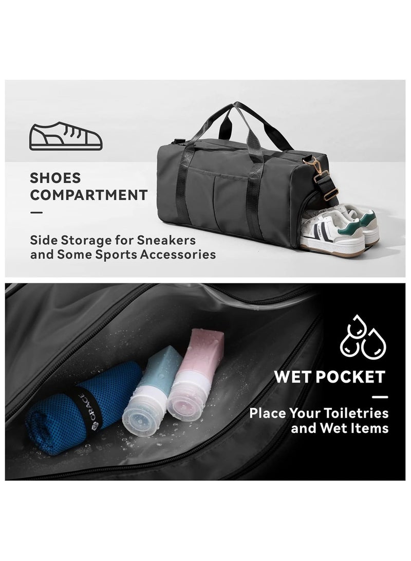 Unisex Gym Bag with Shoes Compartment & Waterproof Pocket for Wet Towels (Grey) - Image 5
