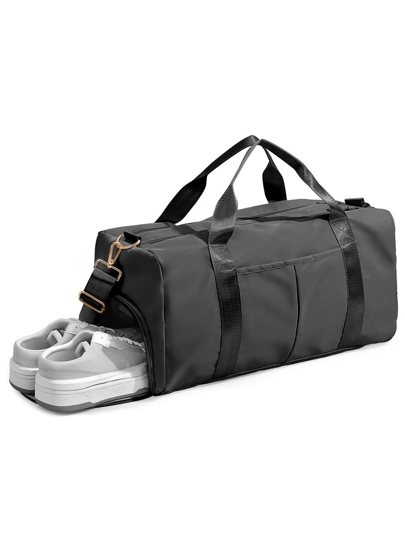 Unisex Gym Bag with Shoes Compartment & Waterproof Pocket for Wet Towels (Grey) - Image 2