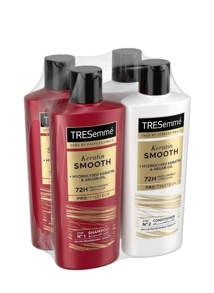 Tresemme Keratin Smooth Shampoo And Conditioner 400ml Pack Of 4 - Image 1