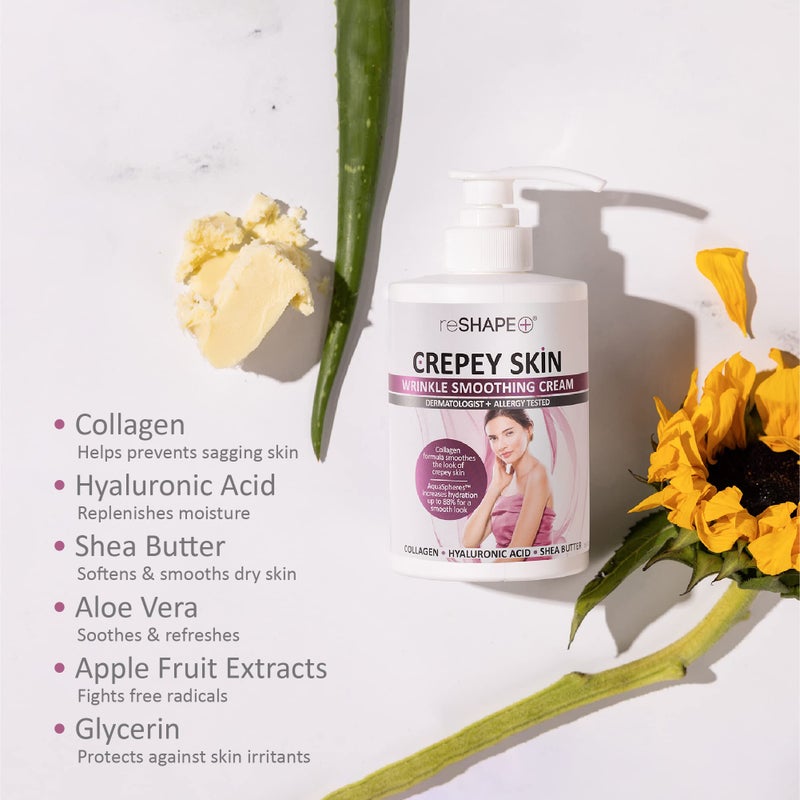 Reshape+ Collagen Body & Face Cream Moisturizing Skin Care Lotion, Skin Tightening Cellulite Body Lotion Improves Skin Elasticity, Plumps Sagging Skin W/Green Tea, Aloe Vera, & Chamomile, 15 Fl Oz - Image 3