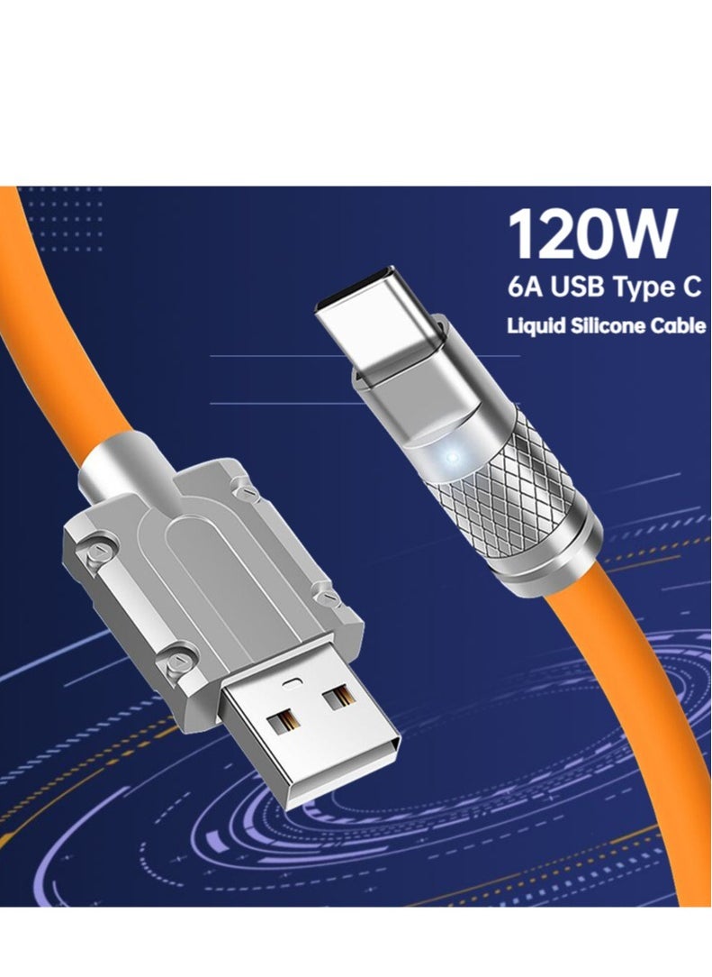 Type-C USB Silicone Charging Data Cable 120W Fast Charging Bold Data Cable 6A Super Fast Charging