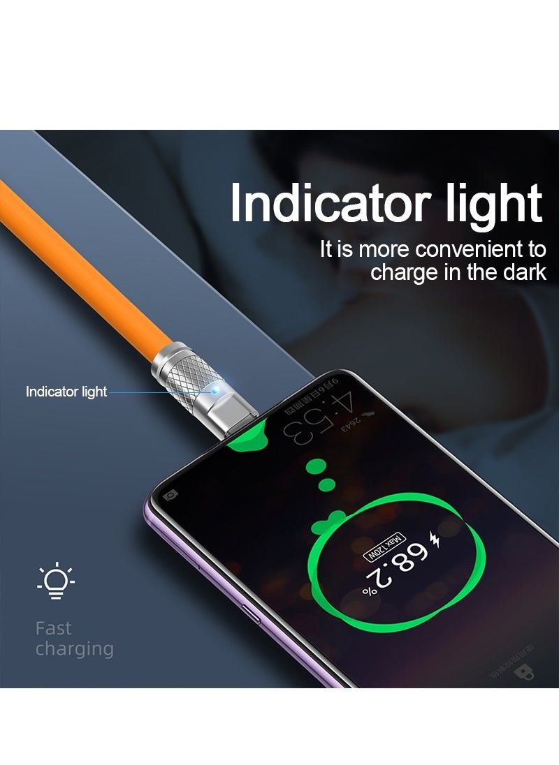 Type-C USB Silicone Charging Data Cable 120W Fast Charging Bold Data Cable 6A Super Fast Charging