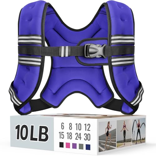 Zeerun Weighted Vest for Women & Men with Reflective Stripe and Adjustable Buckle, Comfortable & Durable Rucking Vest for Walking, Running & Strength Training, 10LBS-Purple - Image 1