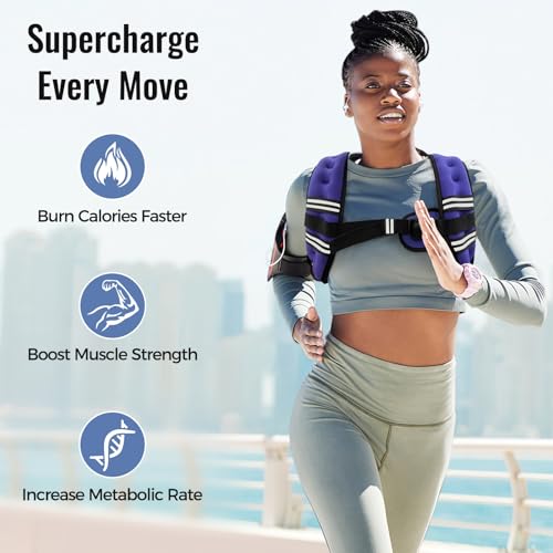 Zeerun Weighted Vest for Women & Men with Reflective Stripe and Adjustable Buckle, Comfortable & Durable Rucking Vest for Walking, Running & Strength Training, 10LBS-Purple - Image 2