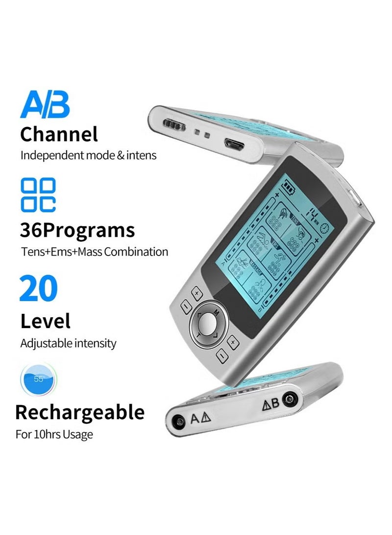 NH Dual Channel 36 Modes Digital Electric Shock Therapy Pulse Massager TENS Unit Muscle Stimulator Machine for Back, Neck, Sciatica, Nerve Pain Relief - Image 4