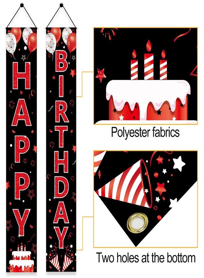 Parfundg Red and Black Birthday Door Banner Decorations for Men Women, Red Black Happy Birthday Porch Sign Party Supplies, 16th 21st 30th 40th 50th 60th Birthday Backdrop - Image 3