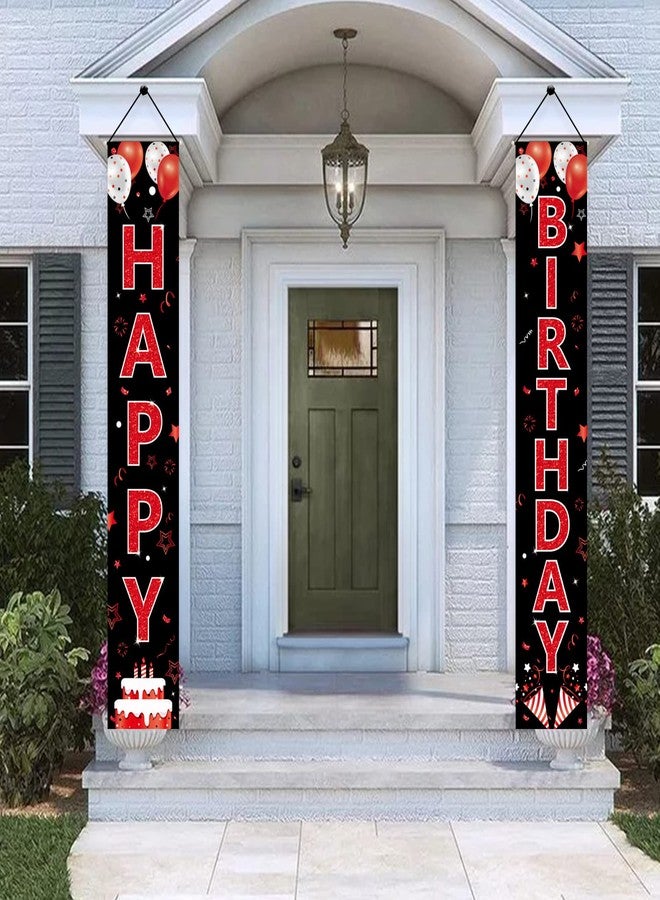 Parfundg Red and Black Birthday Door Banner Decorations for Men Women, Red Black Happy Birthday Porch Sign Party Supplies, 16th 21st 30th 40th 50th 60th Birthday Backdrop - Image 4