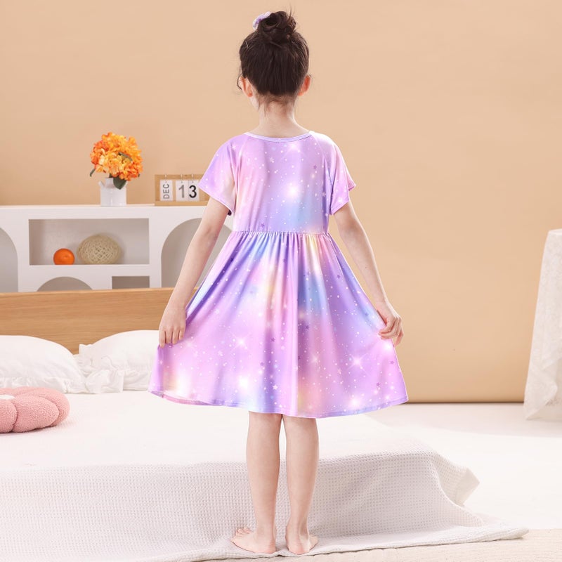 ICOSY Girls Nightgowns Unicorn Dress Pajamas for Kids Toddler Princess Nightgown Dress Unicorn Clothes for Girls - Image 2