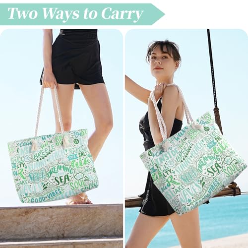 Tavaleu Beach Bags for Women Large Beach Tote Bag Women Sandproof Pool Bag for Pool Gym Grocery Travel - Image 3