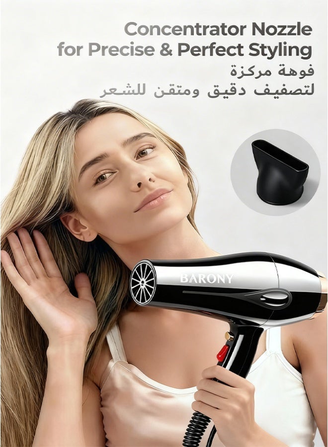 باروني مجفف شعر باروني – لون أسود، قوة 2200 واط - Image 5