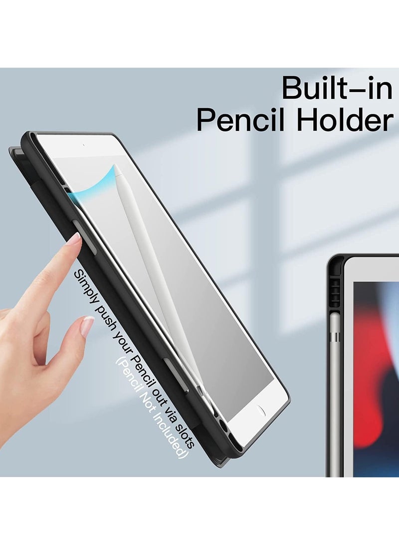 TIGER iPad 10.2-Inch Case (9th/8th/7th Gen, 2021/2020/2019) – Slim Shockproof Tablet Cover with Pencil Holder, Transparent Hard Back Shell & Stand Feature | Lightweight Protective Case for iPad 10.2 with Auto Sleep/Wake, Durable Fit (Black, 10.2) - Image 3