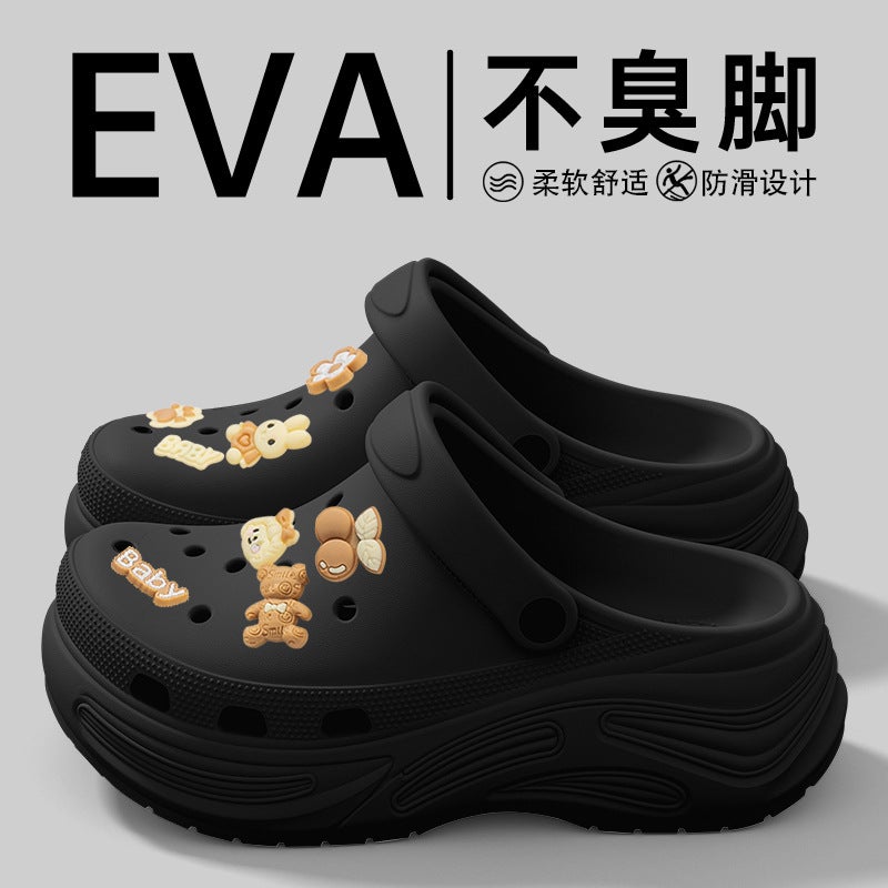 Hole Shoes Women'S Style Poop-Feeling Thick Sole Increased Wearing Indoor Household Non-Slip Summer Slippers For Women Beach - Image 3