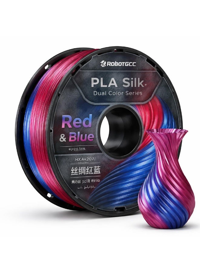 robotgcc PLA Silk Red Blue Dual Color 1.75mm 3D Printing Material 1KG Spool for FDM 3D Printer Dual Color Gradient Glossy Finish Smooth Extrusion Stable Diameter Low Warping Strong Layer Adhesion Easy Print High Precision Decorative Models Premium Surface Effect - Image 1