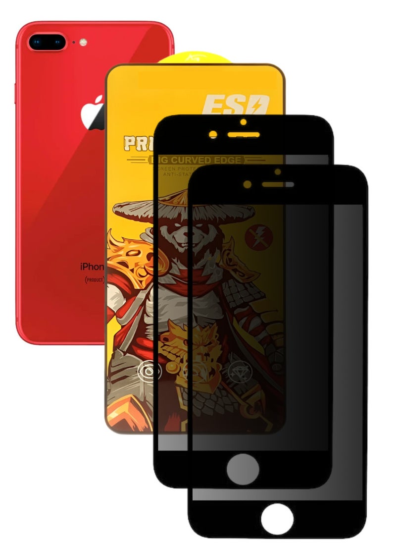 ESD 2 Pieces Tempered Dustproof Privacy Glass Screen Protector Compatible For iPhone 8 Plus - Image 1