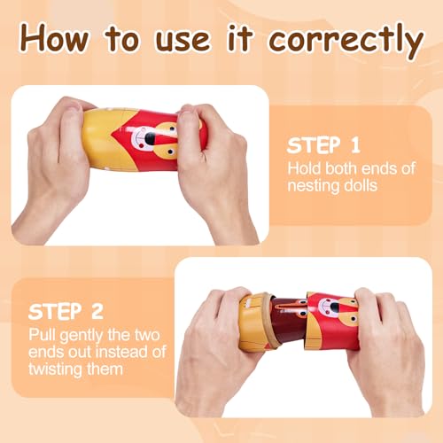 Tngan Russian Nesting Dolls 6 Pcs 6 Tall Animal Nesting Easter Eggs Toys Stacking Wooden Handmade Matryoshka Dolls for Kids Toddlers Birthday or Home Decoration Gift Long Lion - Image 5