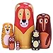 Tngan Russian Nesting Dolls 6 Pcs 6 Tall Animal Nesting Easter Eggs Toys Stacking Wooden Handmade Matryoshka Dolls for Kids Toddlers Birthday or Home Decoration Gift Long Lion - Image 2