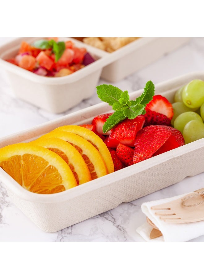 Restaurantware Pulp Tek 9.2 x 3.8 x 1.8 Inch Takeaway Food Boxes, 100 Disposable Take Out Containers - Lids Sold Separately, Freezable, Bagasse Catering Food Containers, Microwavable, 17 Ounce - Image 3