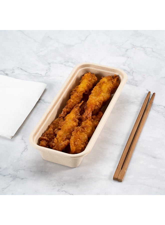 Restaurantware Pulp Tek 9.2 x 3.8 x 1.8 Inch Takeaway Food Boxes, 100 Disposable Take Out Containers - Lids Sold Separately, Freezable, Bagasse Catering Food Containers, Microwavable, 17 Ounce - Image 4