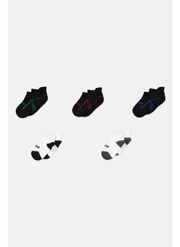 Kids Boy 5 Pair Ankle Socks, Black