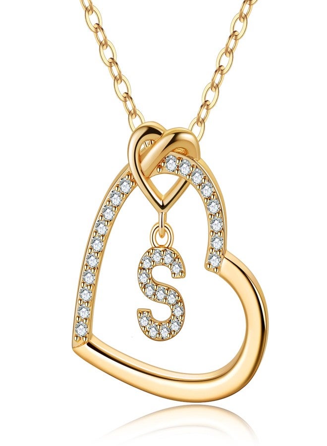 M MOOHAM Initial Necklaces for Women, Initial Necklace for Women S Cubic Zirconia Heart Letter Necklace Dainty Jewelry for Girl Necklaces for Girls Jewelry for Teen Girls Gifts - Image 1