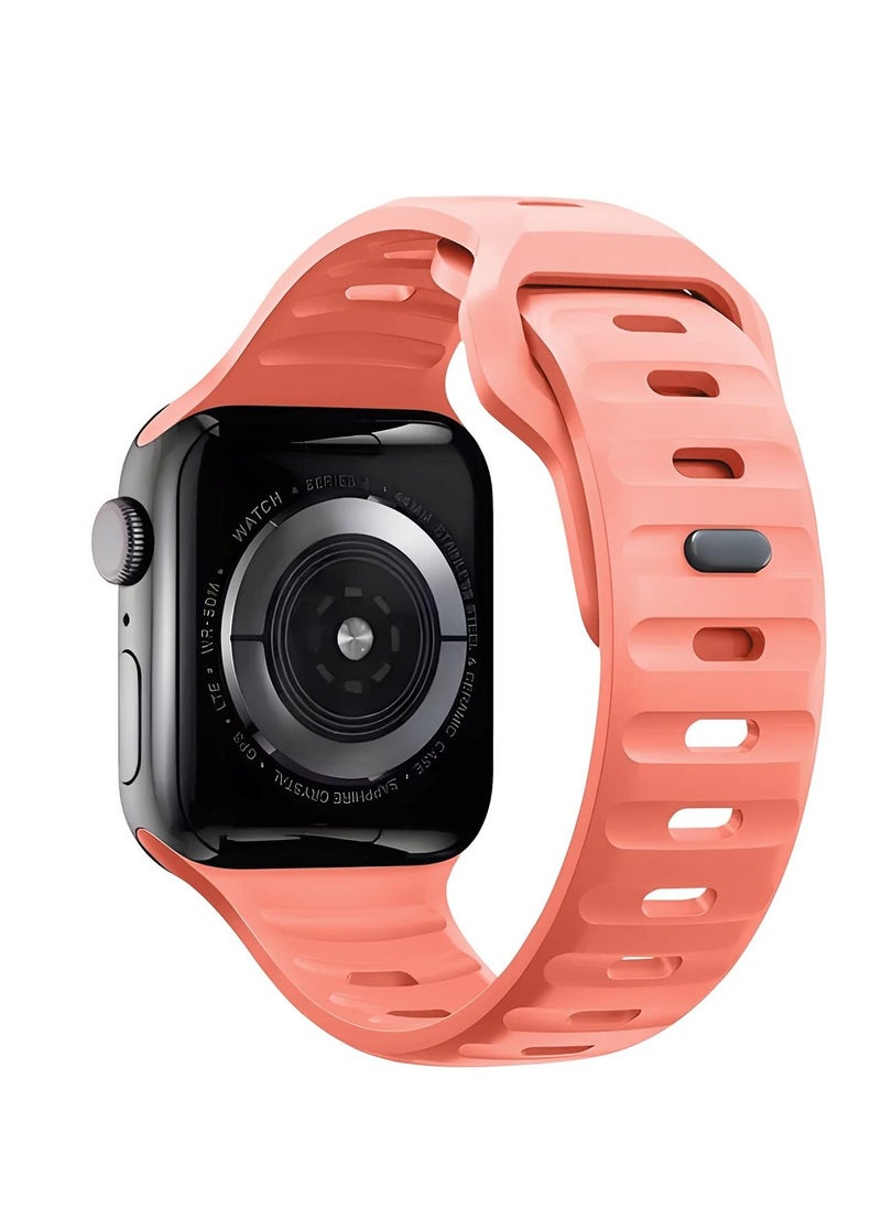 Generic - Compatible with Apple Watch Band 38mm 40mm 41mm 42mmBands for Men Women, Unique Rugged Design Silicone Wristband Strap for iWatch Series 10/9/8/7/6/5/4/3/2/1/SE 2/1 Pink - Image 1